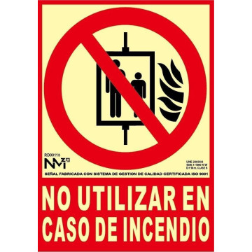 SENYAL EXTINCIO "NO UTILIZAR EN CASO DE INCENDIO" 210x300 PVC