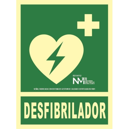 SENYAL EVACUACIO "DESFIBRILADOR" 210x300 PVC FOTOLUMINISCENT