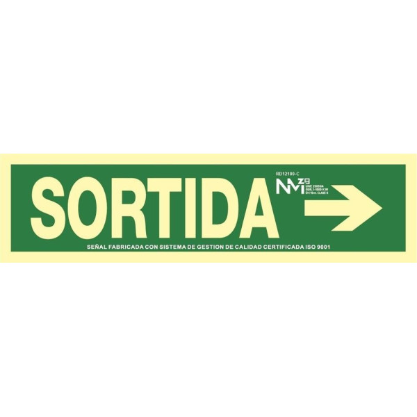SENYAL EVACUACIO "SORTIDA" FLETXA DRETA 402x105 PVC FOT
