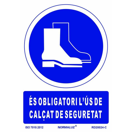 SENYAL OBLIGACIO "OBLIGATORI CALÇAT SEGURETAT" 210x297 PVC