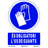 SENYAL OBLIGACIO "OBLIGATORI GUANTS" 210x300 PVC