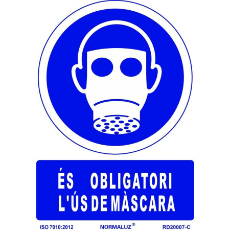 SENYAL OBLIGACIO "OBLIGATORI MASCARA" 210x300 PVC