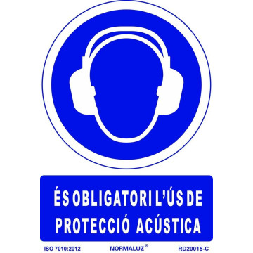 SENYAL OBLIGACIO "OBLIGATORI PROTECCIO ACUSTICA" 210x297 PVC
