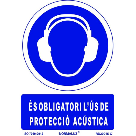 SENYAL OBLIGACIO "OBLIGATORI PROTECCIO ACUSTICA" 210x297 PVC