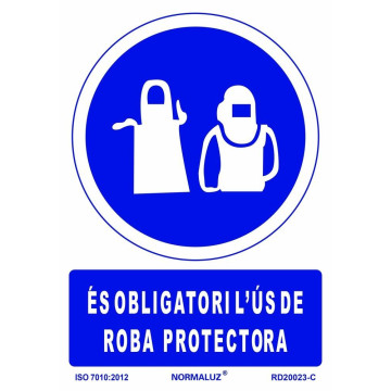 SENYAL OBLIGACIO "OBLIGATORI ROBA PROTECTORA" 210x297 PVC