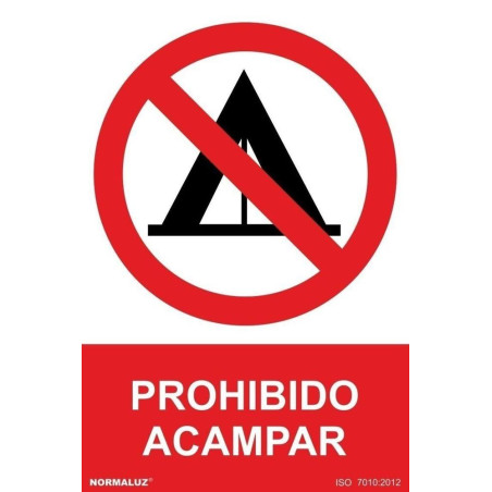 SENYAL PROHIBICIO "ACAMPAR" 210x300 PVC