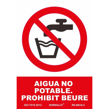 SENYAL PROHIBICIO "BEURE AIGUA NO POTABLE" 210x300 PVC