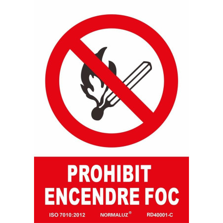 SENYAL PROHIBICIO "PROHIBIT ENCENDRE FOC" 210x300 PVC