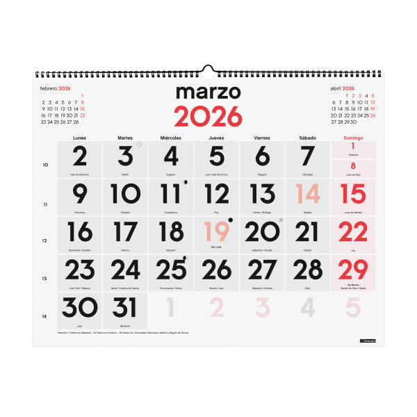 CALENDARI PARED ESP. M/V 590x420 AP+NU SP FINOCAM AÑO 2023