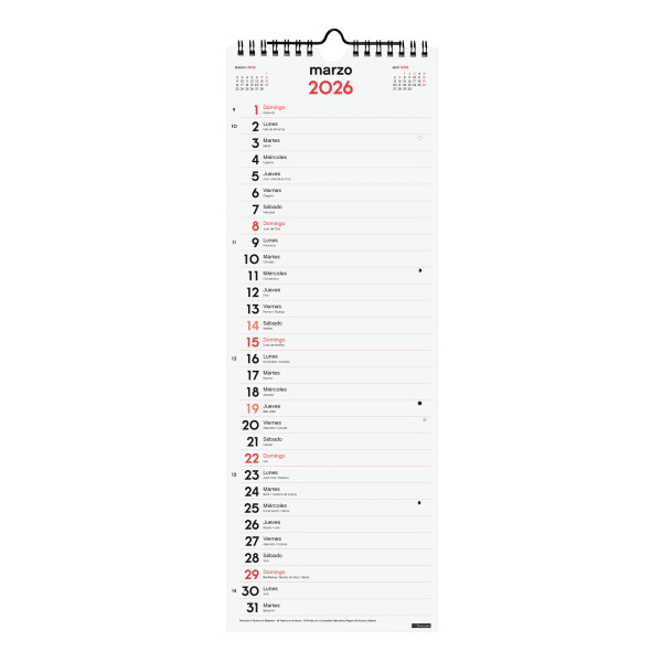 CALENDARI PARED ESP. M/V 155x430 APU. SP FINOCAM AÑO 2023