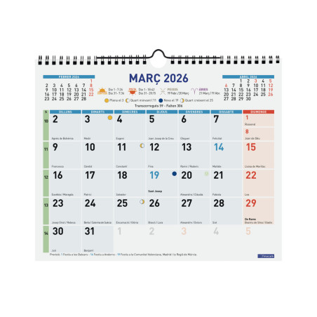CALENDARI PARED ESP. M/V 300x250 APU.CAT FINOCAM COLOR ANY 2023