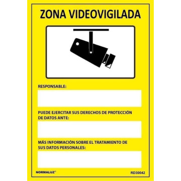 SENYAL VIGILANCIA "ZONA VIDEOVIGILADA" CAMARA 150x200 VINIL CAST