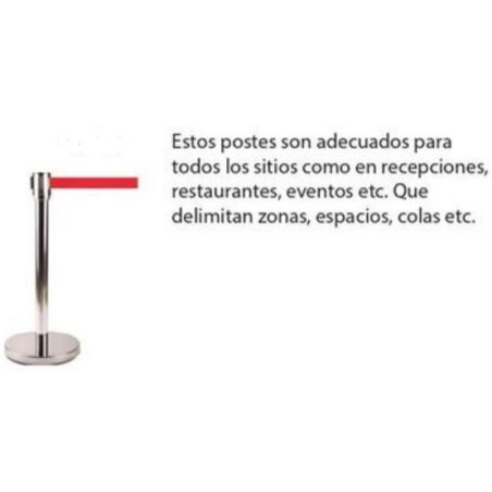 POSTE SEPARADOR INOX amb CINTA VERMELLA 2m.