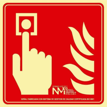 SENYAL EXTINCIO PULSADOR ALARMA 210x210 CLASE A PVC