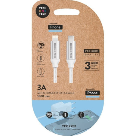 CABLE USB TIPO C (M) / LIGHTNING (M) 1m