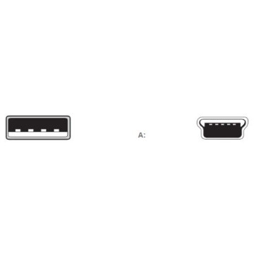 CABLE USB TIPO A (M) / MINI USB B (F) 0,3m (ALLARGO) (2.0)