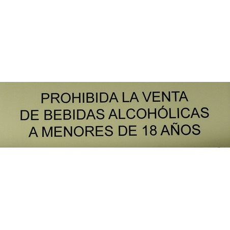 SENYAL INFORMACIO "PROHIBIDA VENTA ALCOHOL MENORES" 180x055 GRAV