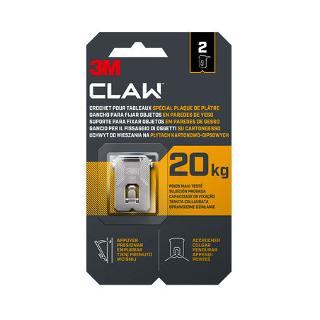 GANXO PARED GUIX / PLADUR 20Kg 28x41mm (2u) CLAW 3M 7100269196