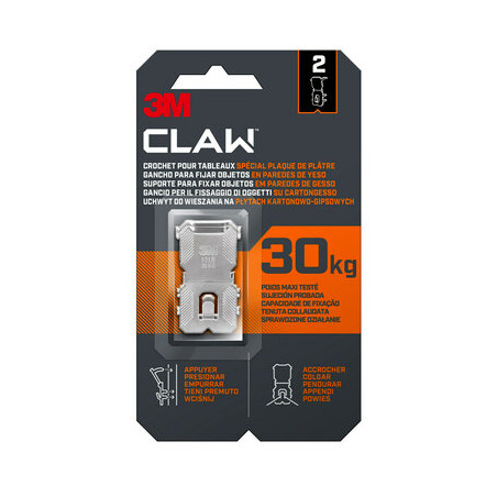 GANXO PARED GUIX / PLADUR 30Kg 31x51mm (2u) CLAW 3M 7100269141