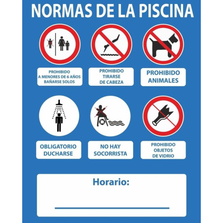 SENYAL INFORMACIO "NORMAS PISCINA" NO SOCORRISTA 500x400 PVC