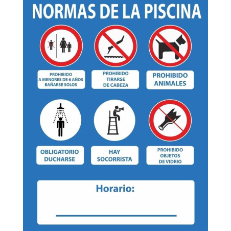 SENYAL INFORMACIO "NORMAS PISCINA" SI SOCORRISTA 500x400 PVC