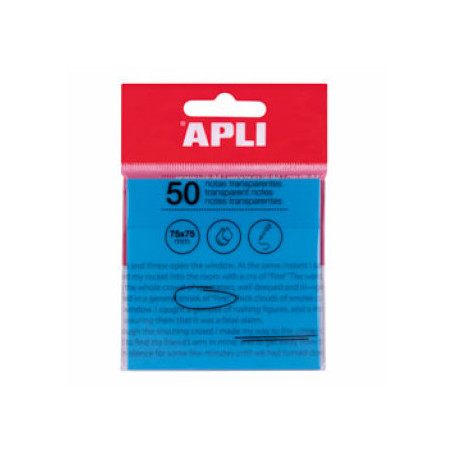 TACO NOTES ADH. 076X076 TRANSPARENT BLAU (50f)