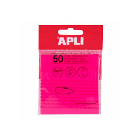 TACO NOTES ADH. 076X076 TRANSPARENT ROSA (50f)
