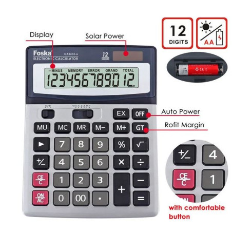 CALCULADORA SOBRETAULA 12D FOSKA CA3312-6 145x190