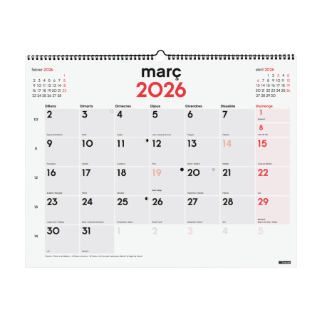 CALENDARI PARED ESP. M/V 590x420 AP+NU CAT FINOCAM ANY 2024