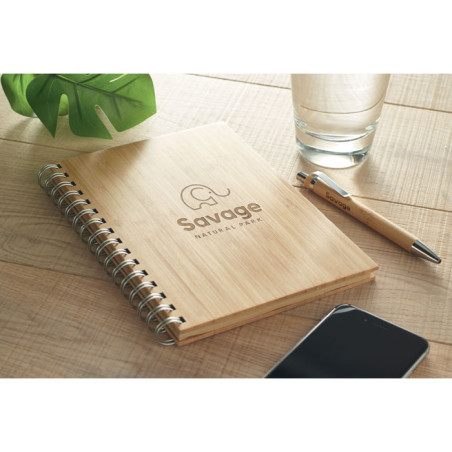 CUAD. ESP. FUSTA A5 BAMBU 70f RATLLAT PAPER KRAFT RECICLAT