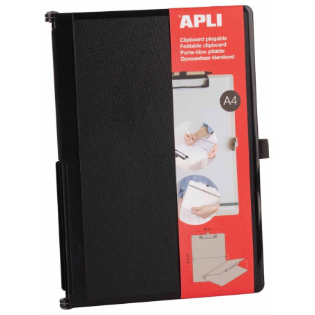 PLACA PINÇA A4 PLEGABLE A A5 PLASTIC NEGRE CLIPBOARD