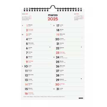 CALENDARI PARED ESP. M/V 210x300 APU. 2 COLUMNES SP FINOCAM AÑO
