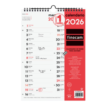 CALENDARI PARED ESP. M/V 210x300 APU. 2 COLUMNES SP FINOCAM AÑO