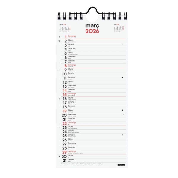 CALENDARI PARED ESP. M/V 110x235 APU. CAT FINOCAM ANY 2025