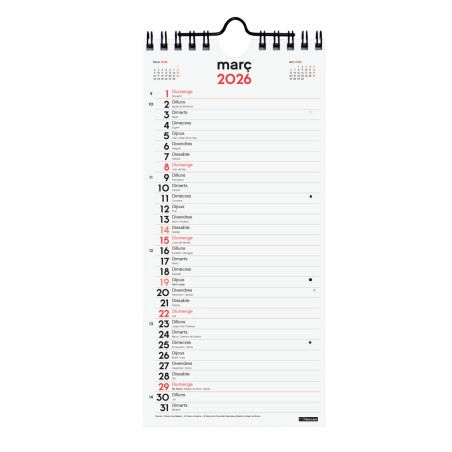 CALENDARI PARED ESP. M/V 110x235 APU. CAT FINOCAM ANY 2025