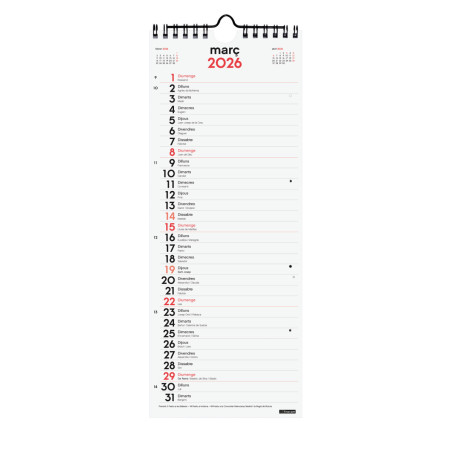 CALENDARI PARED ESP. M/V 130x330 APU. CAT FINOCAM ANY 2025