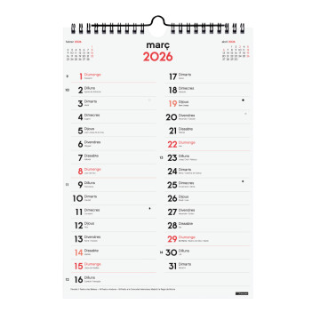 CALENDARI PARED ESP. M/V 210x300 APU. CAT FINOCAM ANY 2025