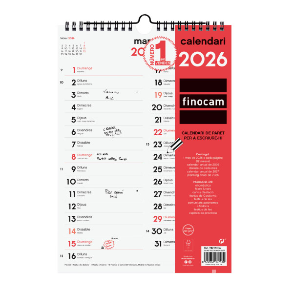 CALENDARI PARED ESP. M/V 210x300 APU. CAT FINOCAM ANY 2025