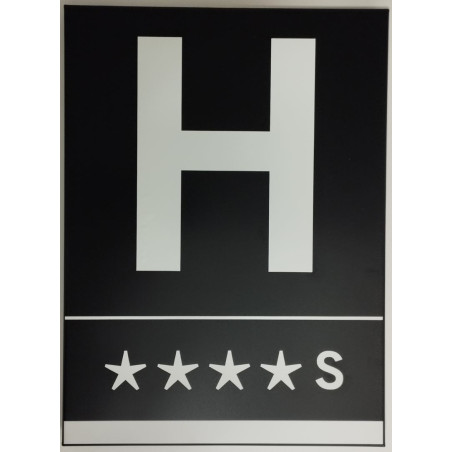 PLACA GRABADA ALUMINI 220X300X20 HOTEL/HOSTAL NEGRE/BLANC homolo