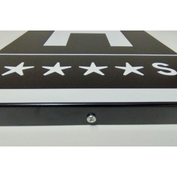 PLACA GRABADA ALUMINI 220X300X20 HOTEL/HOSTAL NEGRE/BLANC homolo