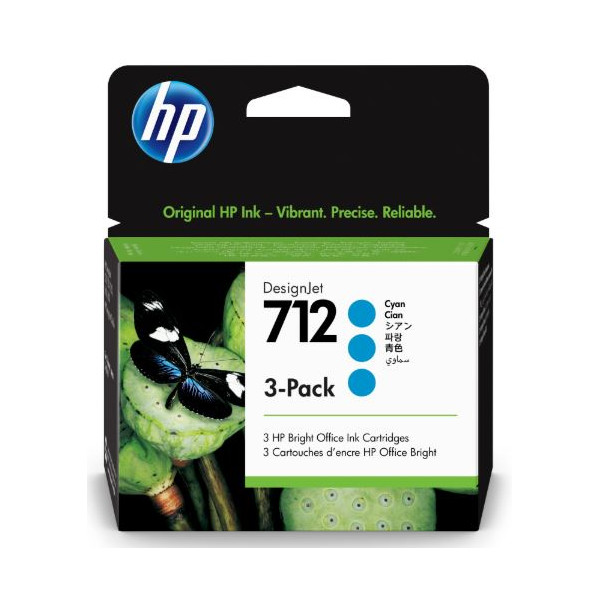 CARTUTX H.P. (3ED77A) (712) CIAN 29ml PACK 3 cartuchos CARTUTX H.P. (3ED77A) (712) CIAN 29ml PACK 3 cartuchos