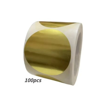 ETIQUETA DEURADA RODONA 50mm IDEAL SEGELL SEC  (100u.)