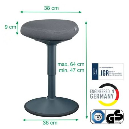 TAMBORET ERGONOMICO LEITZ ACTIVE NEGRE (GRIS FOSC) TABURETE
