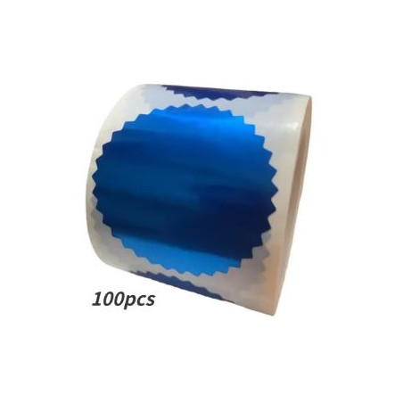 ETIQUETA BLAU RODONA 50mm IDEAL SEGELL SEC  (100u.)