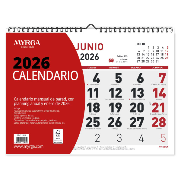 CALENDARI PARED ESP. M/V 300x247 APU. SP (MYRGA 1544) AÑO 2025