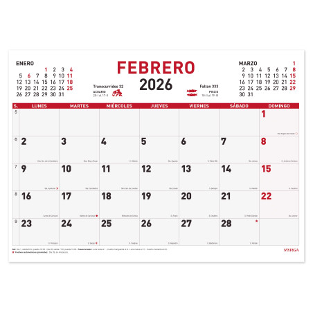 CALENDARI FALDILLA M/V 430x310 APU.SP (MYRGA 1545) AÑO 2026