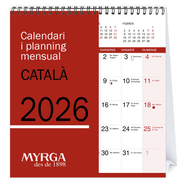 CALENDARI TAULA ESP. M/V 150x200 ESP CAT MYRGA 1698 ANY 2026 CALENDARI TAULA ESP. M/V 150x200 ESP CAT MYRGA 1698 ANY 2026