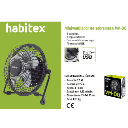 VENTILADOR SOBRETAULA ULTRASILENCIOS 2,5W (CONEXIO USB)