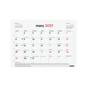 CALENDARI PARED M/V 210x150 IMAN BLOC CAT 16m ANY 2027
