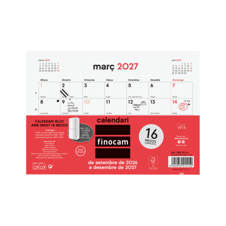 CALENDARI PARED M/V 210x150 IMAN BLOC CAT 16m ANY 2027